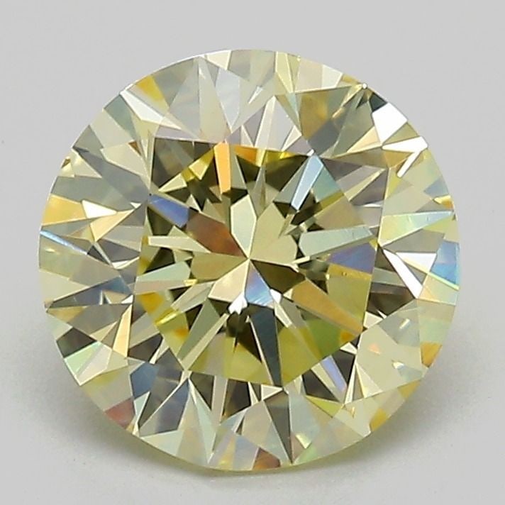 Loose Diamond - ROUND 2.03ct Fancy Light Yellow VS1: Loose Diamond - ROUND 2.03ct Fancy Light Yellow VS1 Source: This is a real non-mined Diamond that has been grown in a lab Shape: ROUND Carats: 2.03 Color: Fancy Light Yellow Certification: IGI Video: