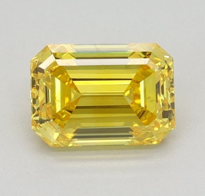 Loose Diamond - EMERALD 0.64ct Fancy Intense Yellow VS1: Loose Diamond - EMERALD 0.64ct Fancy Intense Yellow VS1 Source: This is a real non-mined Diamond that has been grown in a lab Shape: EMERALD Carats: 0.64 Color: Fancy Intense Yellow Certification: IGI