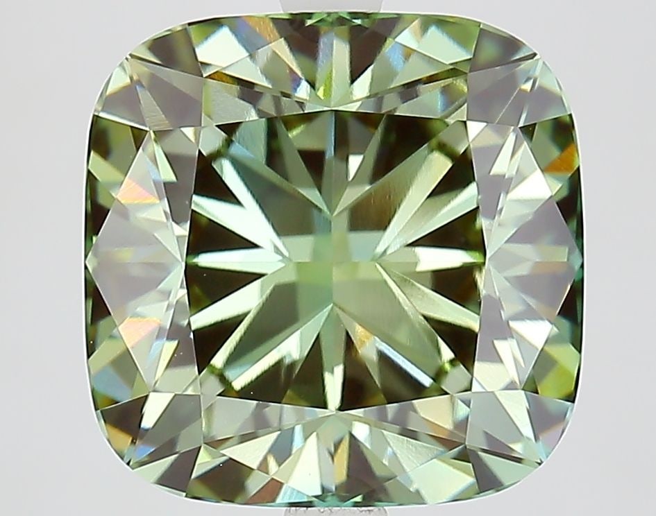 Loose Diamond - CUSHION MODIFIED 6.09ct Fancy Vivid Green VVS2: Loose Diamond - CUSHION MODIFIED 6.09ct Fancy Vivid Green VVS2 Source: This is a real non-mined Diamond that has been grown in a lab Shape: CUSHION MODIFIED Carats: 6.09 Color: Fancy Vivid Green Certi