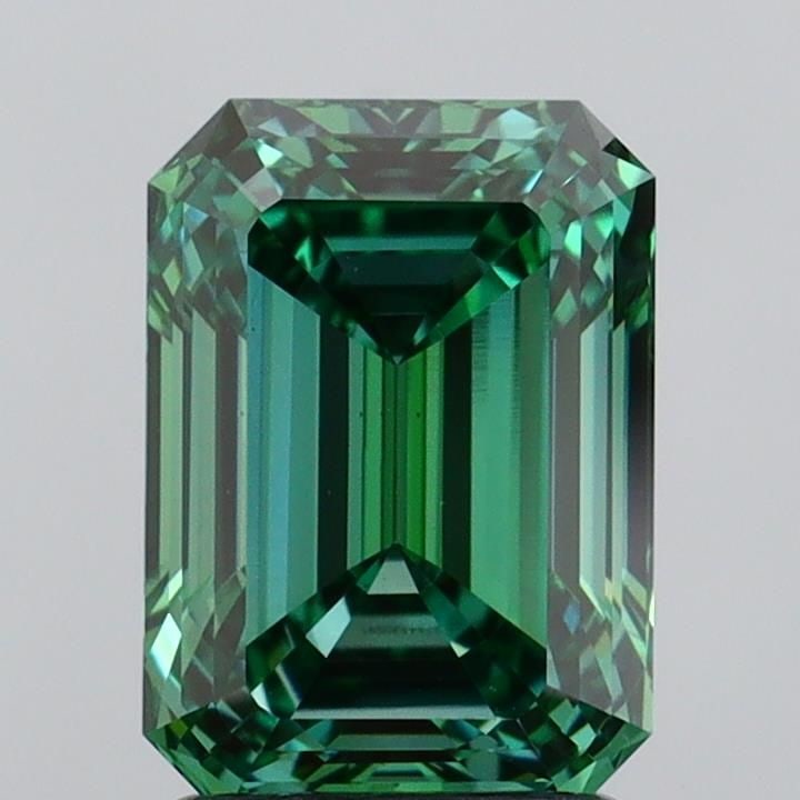 Loose Diamond - EMERALD 2.1ct Fancy Vivid Green VS1: Loose Diamond - EMERALD 2.1ct Fancy Vivid Green VS1 Source: This is a real non-mined Diamond that has been grown in a lab Shape: EMERALD Carats: 2.1 Color: Fancy Vivid Green Certification: IGI Video: