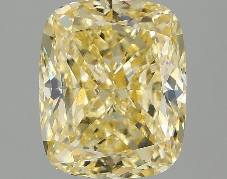 Loose Diamond - CUSHION MODIFIED 2.76ct Fancy Vivid Yellow VVS2: Loose Diamond - CUSHION MODIFIED 2.76ct Fancy Vivid Yellow VVS2 Source: This is a real non-mined Diamond that has been grown in a lab Shape: CUSHION MODIFIED Carats: 2.76 Color: Fancy Vivid Yellow Cer