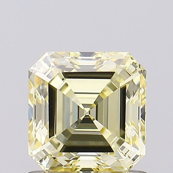 Loose Diamond - ASSCHER 1.01ct Fancy Yellow VS1: Loose Diamond - ASSCHER 1.01ct Fancy Yellow VS1 Source: This is a real non-mined Diamond that has been grown in a lab Shape: ASSCHER Carats: 1.01 Color: Fancy Yellow Certification: IGI Video: