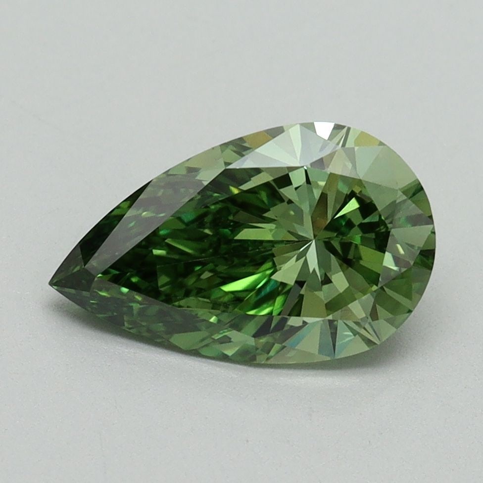 Loose Diamond - PEAR 1.57ct Fancy Vivid Green VVS2: Loose Diamond - PEAR 1.57ct Fancy Vivid Green VVS2 Source: This is a real non-mined Diamond that has been grown in a lab Shape: PEAR Carats: 1.57 Color: Fancy Vivid Green Certification: IGI Video: