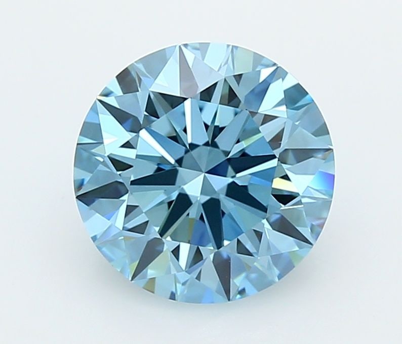 Ideal Loose Diamond - ROUND 2.14ct Fancy Vivid Blue VVS2: Ideal Loose Diamond - ROUND 2.14ct Fancy Vivid Blue VVS2 Source: This is a real non-mined Diamond that has been grown in a lab Shape: ROUND Carats: 2.14 Color: Fancy Vivid Blue Certification: IGI Vide