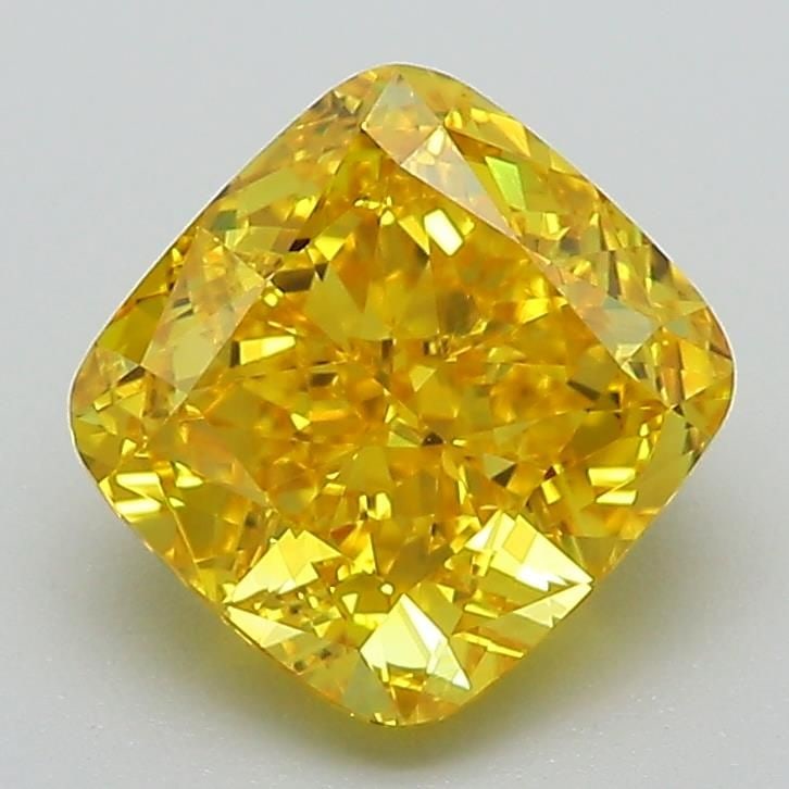 Loose Diamond - CUSHION BRILLIANT 2.3ct Fancy Vivid Yellow VVS2: Loose Diamond - CUSHION BRILLIANT 2.3ct Fancy Vivid Yellow VVS2 Source: This is a real non-mined Diamond that has been grown in a lab Shape: CUSHION BRILLIANT Carats: 2.3 Color: Fancy Vivid Yellow