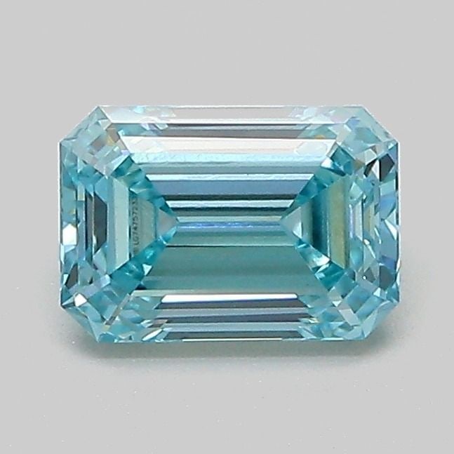 Loose Diamond - EMERALD 1.03ct Fancy Vivid Greenish Blue VS1: Loose Diamond - EMERALD 1.03ct Fancy Vivid Greenish Blue VS1 Source: This is a real non-mined Diamond that has been grown in a lab Shape: EMERALD Carats: 1.03 Color: Fancy Vivid Greenish Blue Certific