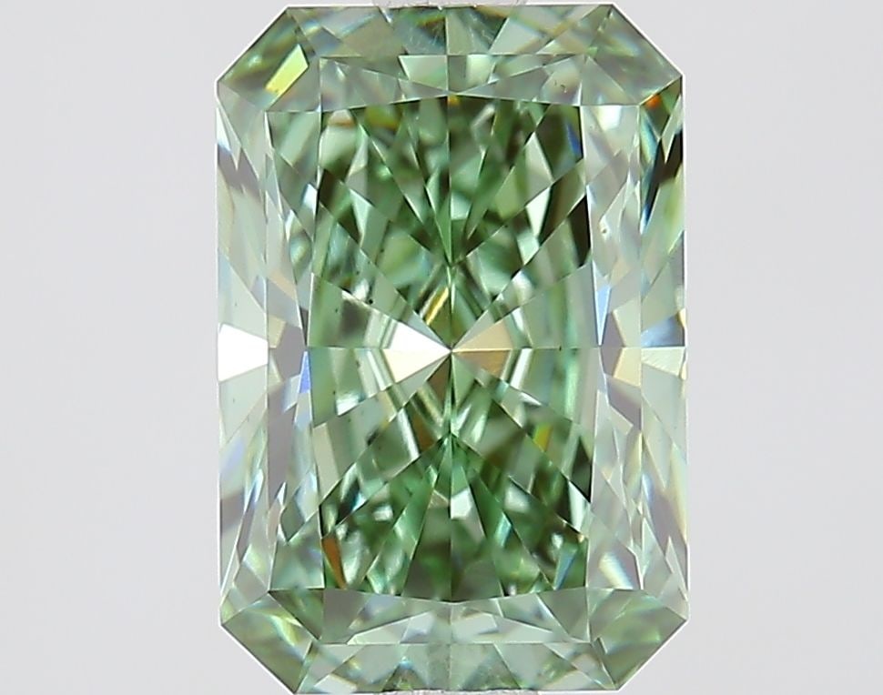 Loose Diamond - RADIANT 1.8ct Fancy Vivid Green VS2: Loose Diamond - RADIANT 1.8ct Fancy Vivid Green VS2 Source: This is a real non-mined Diamond that has been grown in a lab Shape: RADIANT Carats: 1.8 Color: Fancy Vivid Green Certification: IGI Video: