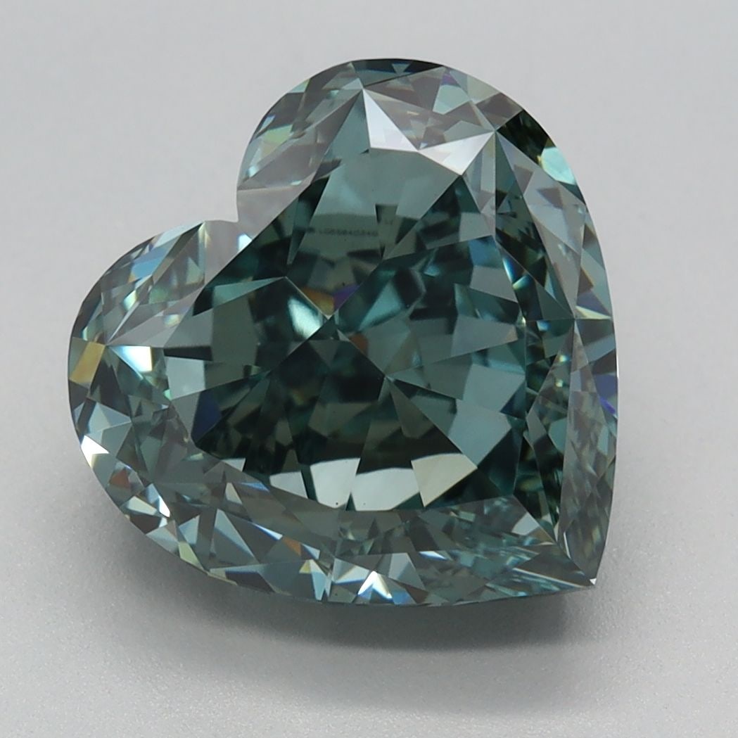 Loose Diamond - HEART 4.44ct Fancy Vivid Green VVS2: Loose Diamond - HEART 4.44ct Fancy Vivid Green VVS2 Source: This is a real non-mined Diamond that has been grown in a lab Shape: HEART Carats: 4.44 Color: Fancy Vivid Green Certification: IGI Video: