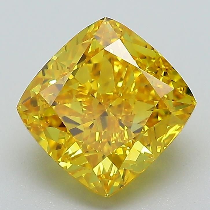 Loose Diamond - CUSHION MODIFIED 2.41ct Fancy Vivid Yellow VS2: Loose Diamond - CUSHION MODIFIED 2.41ct Fancy Vivid Yellow VS2 Source: This is a real non-mined Diamond that has been grown in a lab Shape: CUSHION MODIFIED Carats: 2.41 Color: Fancy Vivid Yellow Cert