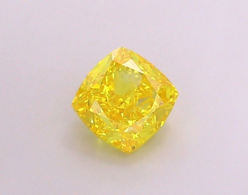 Loose Diamond - CUSHION MODIFIED 1.45ct Fancy Vivid Yellow VVS2: Loose Diamond - CUSHION MODIFIED 1.45ct Fancy Vivid Yellow VVS2 Source: This is a real non-mined Diamond that has been grown in a lab Shape: CUSHION MODIFIED Carats: 1.45 Color: Fancy Vivid Yellow Cer