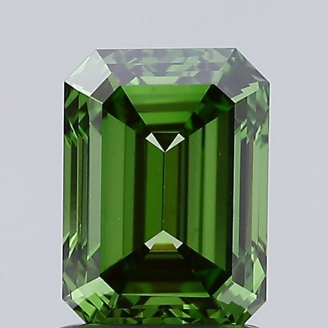 Loose Diamond - EMERALD 1.36ct Fancy Vivid Green VS1: Loose Diamond - EMERALD 1.36ct Fancy Vivid Green VS1 Source: This is a real non-mined Diamond that has been grown in a lab Shape: EMERALD Carats: 1.36 Color: Fancy Vivid Green Certification: IGI Video