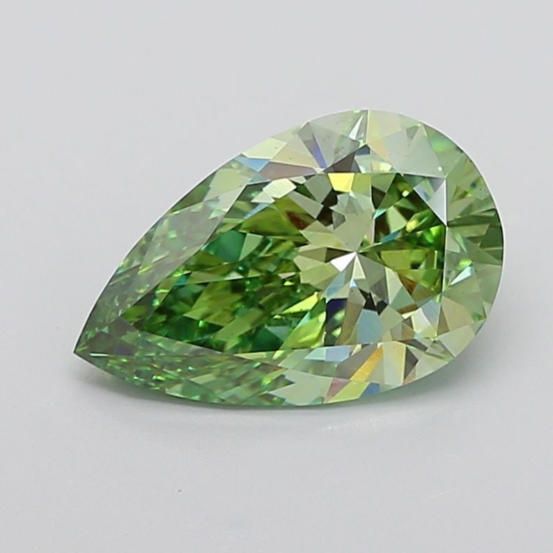 Loose Diamond - PEAR 4.06ct Fancy Vivid Green VS1: Loose Diamond - PEAR 4.06ct Fancy Vivid Green VS1 Source: This is a real non-mined Diamond that has been grown in a lab Shape: PEAR Carats: 4.06 Color: Fancy Vivid Green Certification: IGI Video: