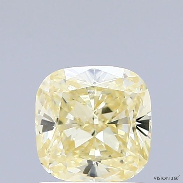 Loose Diamond - CUSHION MODIFIED 1.01ct Fancy Light Yellow VVS2: Loose Diamond - CUSHION MODIFIED 1.01ct Fancy Light Yellow VVS2 Source: This is a real non-mined Diamond that has been grown in a lab Shape: CUSHION MODIFIED Carats: 1.01 Color: Fancy Light Yellow Cer