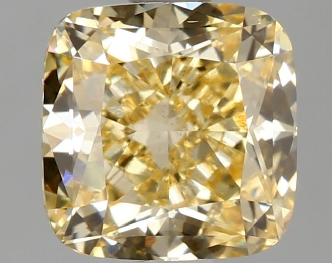 Loose Diamond - CUSHION MODIFIED 1.54ct Fancy Intense Yellow VS1: Loose Diamond - CUSHION MODIFIED 1.54ct Fancy Intense Yellow VS1 Source: This is a real non-mined Diamond that has been grown in a lab Shape: CUSHION MODIFIED Carats: 1.54 Color: Fancy Intense Yellow