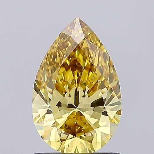 Loose Diamond - PEAR 1.02ct Fancy Vivid Brownish Yellow VS1: Loose Diamond - PEAR 1.02ct Fancy Vivid Brownish Yellow VS1 Source: This is a real non-mined Diamond that has been grown in a lab Shape: PEAR Carats: 1.02 Color: Fancy Vivid Brownish Yellow Certificat
