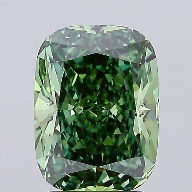 Loose Diamond - CUSHION MODIFIED 2.63ct Fancy Vivid Green VS1: Loose Diamond - CUSHION MODIFIED 2.63ct Fancy Vivid Green VS1 Source: This is a real non-mined Diamond that has been grown in a lab Shape: CUSHION MODIFIED Carats: 2.63 Color: Fancy Vivid Green