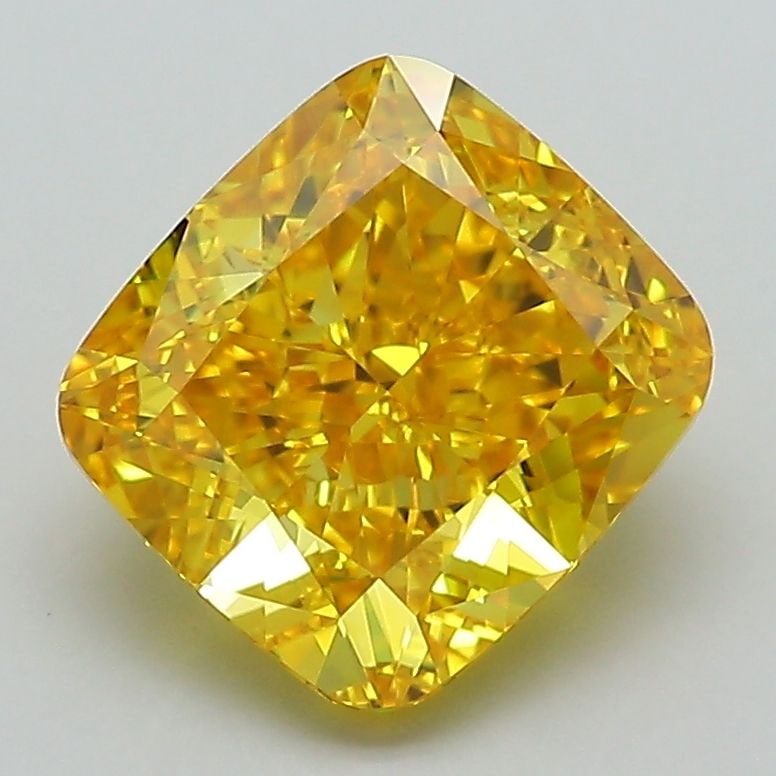 Loose Diamond - CUSHION MODIFIED 2.73ct Fancy Vivid Yellow VVS2: Loose Diamond - CUSHION MODIFIED 2.73ct Fancy Vivid Yellow VVS2 Source: This is a real non-mined Diamond that has been grown in a lab Shape: CUSHION MODIFIED Carats: 2.73 Color: Fancy Vivid Yellow Cer