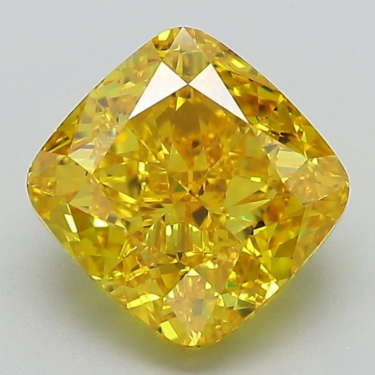 Loose Diamond - CUSHION MODIFIED 3.0ct Fancy Vivid Yellow VVS2: Loose Diamond - CUSHION MODIFIED 3.0ct Fancy Vivid Yellow VVS2 Source: This is a real non-mined Diamond that has been grown in a lab Shape: CUSHION MODIFIED Carats: 3.0 Color: Fancy Vivid Yellow Certi