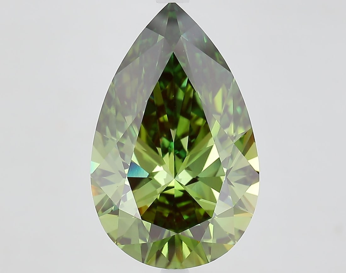Loose Diamond - PEAR 7.59ct Fancy Vivid Green VVS2: Loose Diamond - PEAR 7.59ct Fancy Vivid Green VVS2 Source: This is a real non-mined Diamond that has been grown in a lab Shape: PEAR Carats: 7.59 Color: Fancy Vivid Green Certification: IGI Video: