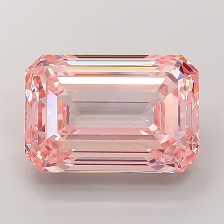 Loose Diamond - EMERALD 8.04ct Fancy Intense Pink VS2: Loose Diamond - EMERALD 8.04ct Fancy Intense Pink VS2 Source: This is a real non-mined Diamond that has been grown in a lab Shape: EMERALD Carats: 8.04 Color: Fancy Intense Pink Certification: IGI Vid