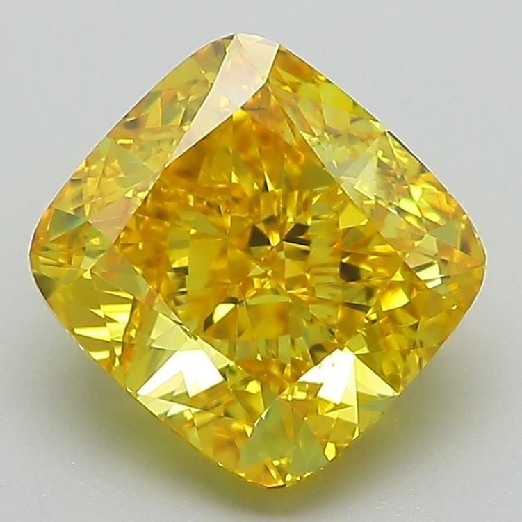 Loose Diamond - CUSHION MODIFIED 2.8ct Fancy Vivid Yellow VVS2: Loose Diamond - CUSHION MODIFIED 2.8ct Fancy Vivid Yellow VVS2 Source: This is a real non-mined Diamond that has been grown in a lab Shape: CUSHION MODIFIED Carats: 2.8 Color: Fancy Vivid Yellow Certi