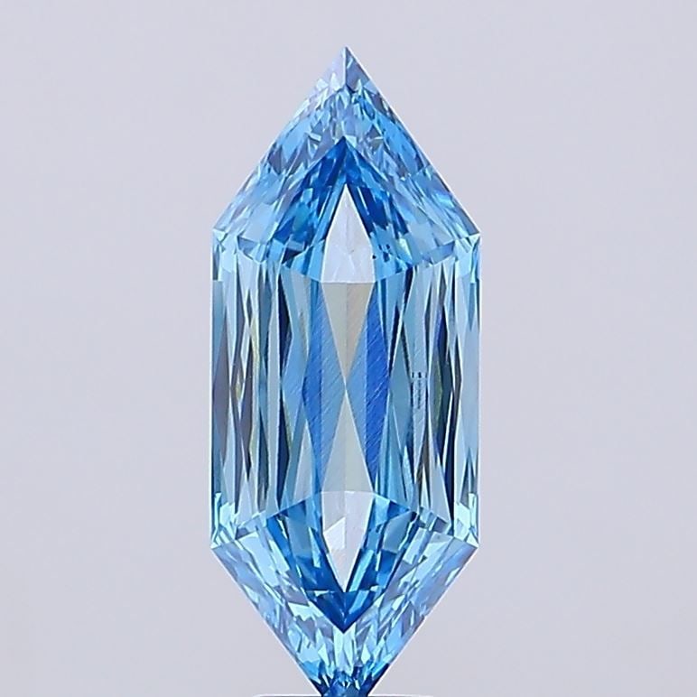 Loose Diamond - HEXAGONAL 5.03ct Fancy Vivid Blue VS1: Loose Diamond - HEXAGONAL 5.03ct Fancy Vivid Blue VS1 Source: This is a real non-mined Diamond that has been grown in a lab Shape: HEXAGONAL Carats: 5.03 Color: Fancy Vivid Blue Certification: IGI Vid