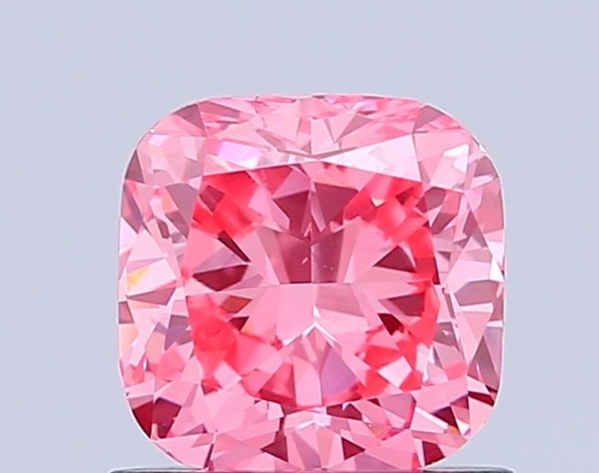 Loose Diamond - CUSHION MODIFIED 0.98ct Fancy Vivid Pink VS2: Loose Diamond - CUSHION MODIFIED 0.98ct Fancy Vivid Pink VS2 Source: This is a real non-mined Diamond that has been grown in a lab Shape: CUSHION MODIFIED Carats: 0.98 Color: Fancy Vivid Pink Certific