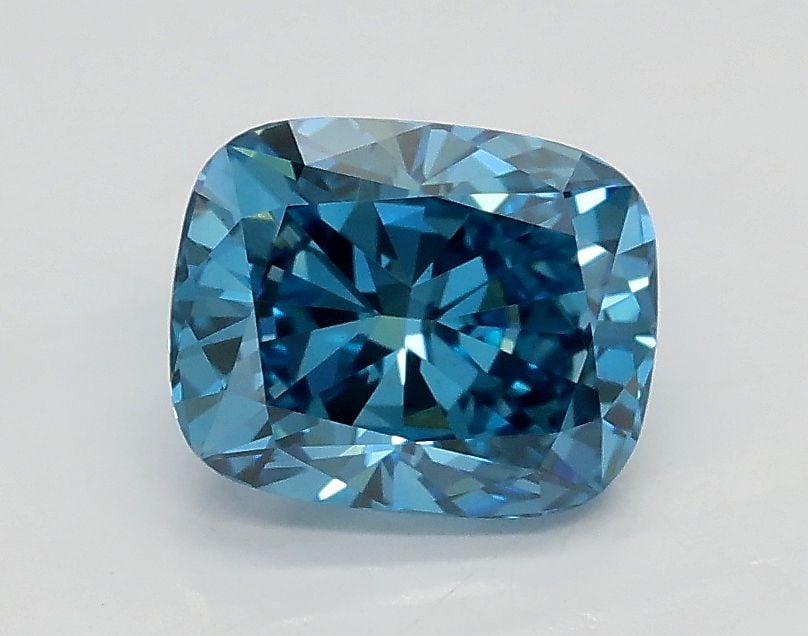 Loose Diamond - CUSHION BRILLIANT 1.01ct Fancy Vivid Blue VS2: Loose Diamond - CUSHION BRILLIANT 1.01ct Fancy Vivid Blue VS2 Source: This is a real non-mined Diamond that has been grown in a lab Shape: CUSHION BRILLIANT Carats: 1.01 Color: Fancy Vivid Blue Certif