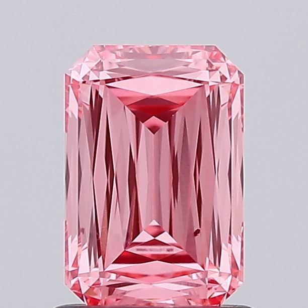 Loose Diamond - RADIANT 1.17ct Fancy Vivid Pink VS2: Loose Diamond - RADIANT 1.17ct Fancy Vivid Pink VS2 Source: This is a real non-mined Diamond that has been grown in a lab Shape: RADIANT Carats: 1.17 Color: Fancy Vivid Pink Certification: IGI Video: