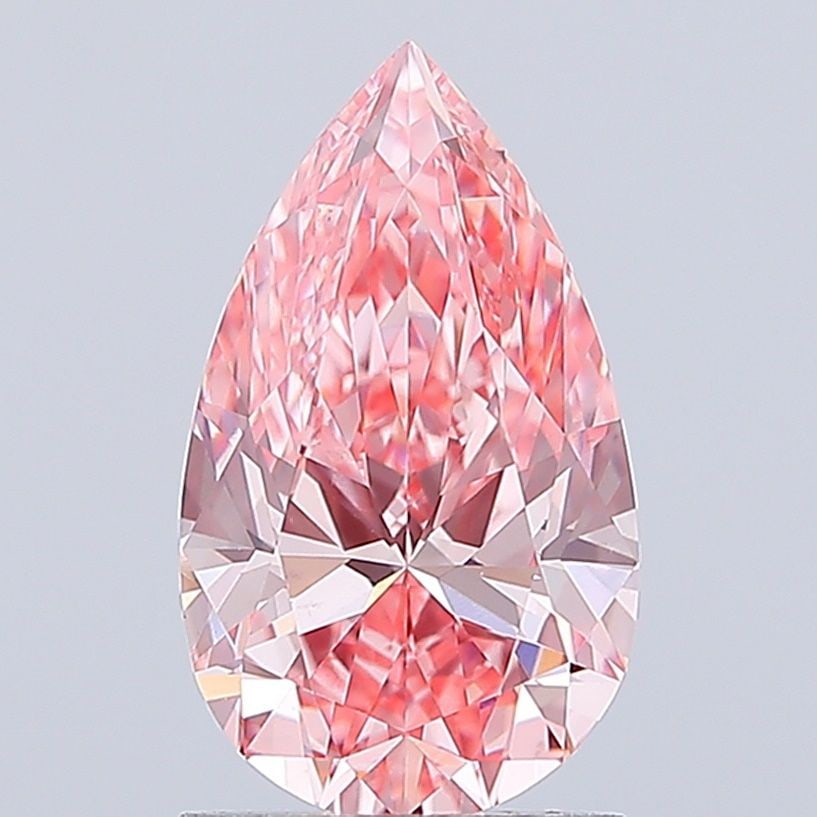 Loose Diamond - PEAR 1.5ct Fancy Vivid Pink VS1: Loose Diamond - PEAR 1.5ct Fancy Vivid Pink VS1 Source: This is a real non-mined Diamond that has been grown in a lab Shape: PEAR Carats: 1.5 Color: Fancy Vivid Pink Certification: IGI Video: