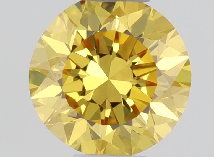 Loose Diamond - ROUND 0.3ct Fancy Vivid Orangey Yellow VS2: Loose Diamond - ROUND 0.3ct Fancy Vivid Orangey Yellow VS2 Source: Natural Shape: ROUND Carats: 0.3 Color: Fancy Vivid Orangey Yellow Certification: GIA Video: