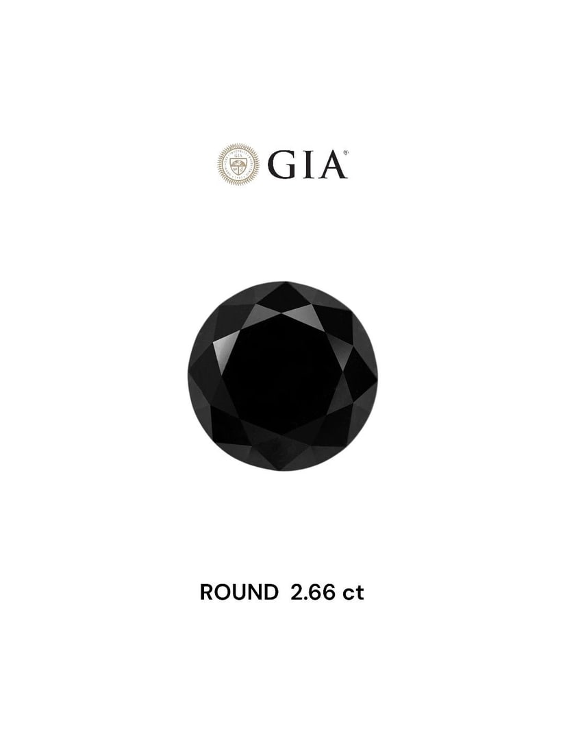 Loose Diamond - ROUND 2.66ct Fancy Black VVS2: Loose Diamond - ROUND 2.66ct Fancy Black VVS2 Source: Natural Shape: ROUND Carats: 2.66 Color: Fancy Black Certification: GIA Video: