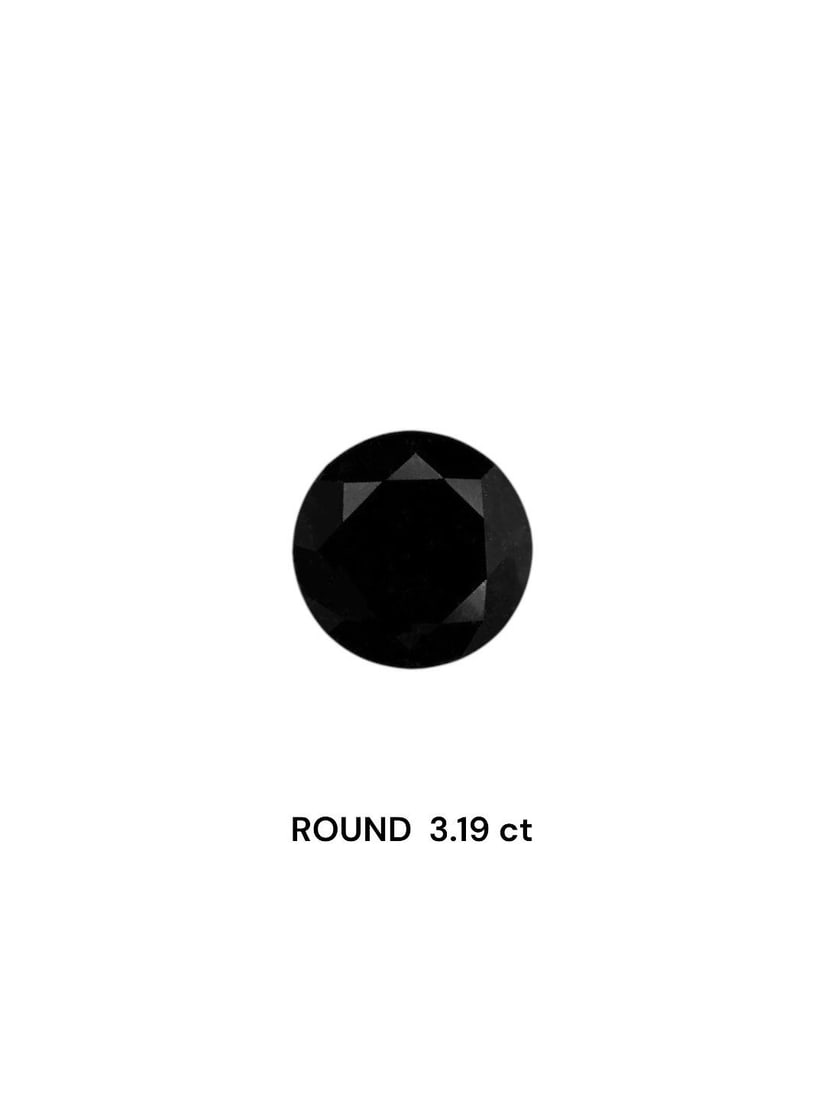 Loose Diamond - ROUND 3.19ct Fancy Black VVS2: Loose Diamond - ROUND 3.19ct Fancy Black VVS2 Source: Natural Shape: ROUND Carats: 3.19 Color: Fancy Black Certification: GIA Video: