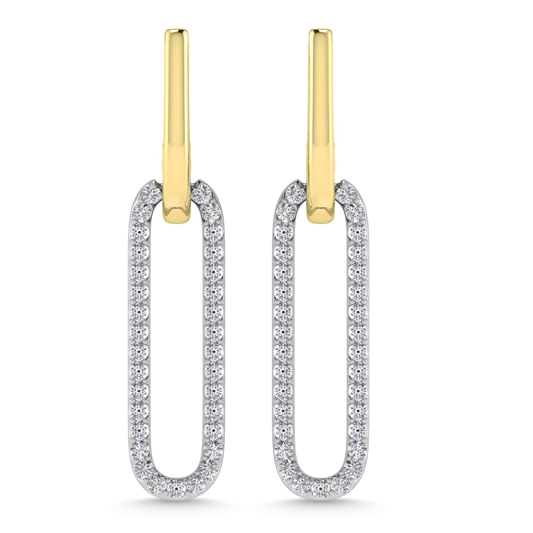 Diamond 3/8 Ct.Tw. Fashion Earrings in 14K Two Tone: Diamond 3/8 Ct.Tw. Fashion Earrings in 14K Two Tone 14k Two Tone Stone Color: G-h Stone Clarity: Si2 This item may take 2-5 weeks for shipping. PLEASE NOTE: Framed, Large, or heavy items do not have s