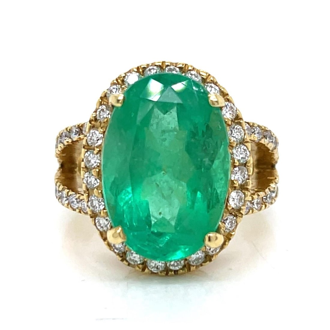 18K Yellow Gold Colombian Emerald Diamond Ring 10.00 Ct 1.40 Ct Diamonds (1 of 5)