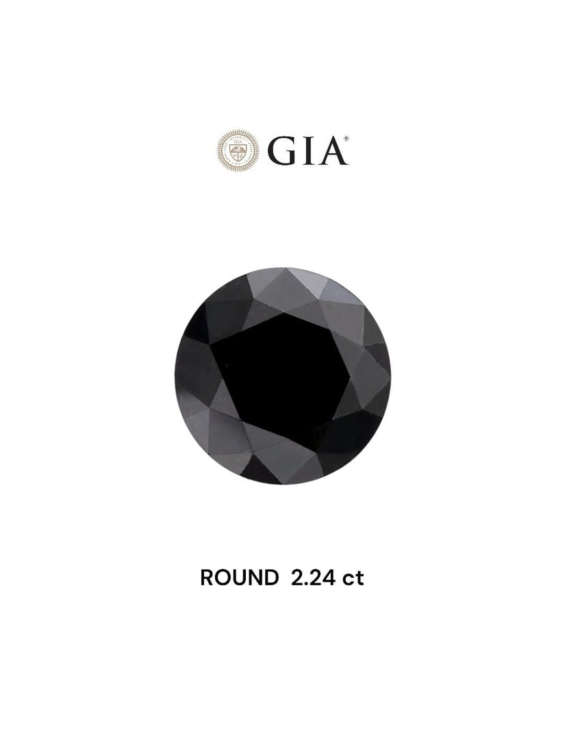 Loose Diamond - ROUND 2.24ct Fancy Black VVS2: Loose Diamond - ROUND 2.24ct Fancy Black VVS2 Source: Natural Shape: ROUND Carats: 2.24 Color: Fancy Black Certification: GIA Video: