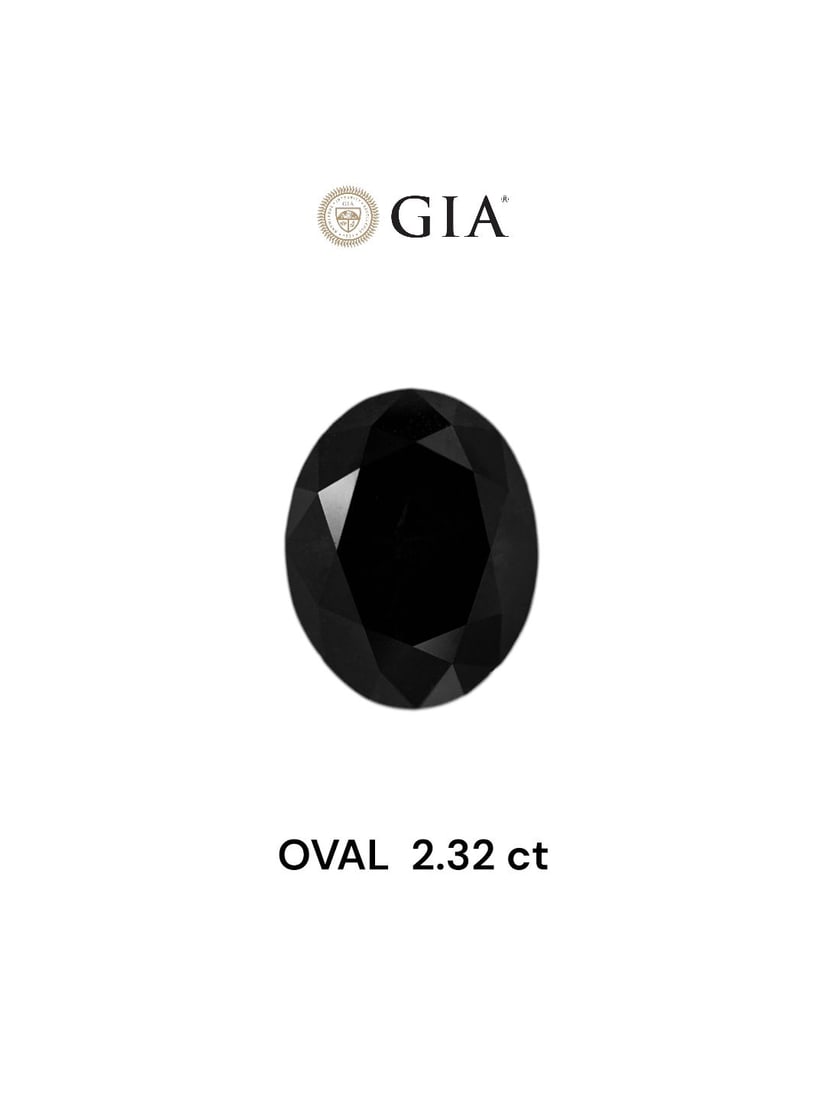 Loose Diamond - OVAL 2.32ct Fancy Black VVS2: Loose Diamond - OVAL 2.32ct Fancy Black VVS2 Source: Natural Shape: OVAL Carats: 2.32 Color: Fancy Black Certification: GIA Video: