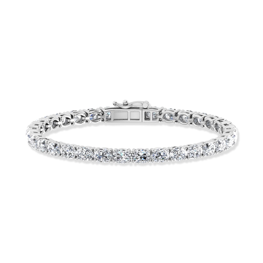 14K White Gold 8 Ct.Tw. Oval Horizontal Shape Lab Grown Diamond Tennis Bracelet: 14K White Gold 8 Ct.Tw. Oval Horizontal Shape Lab Grown Diamond Tennis Bracelet Crafted in 14K White Gold, this tennis bracelet showcases oval horizontal-shaped lab grown diamonds totaling 8 Ct.Tw., d