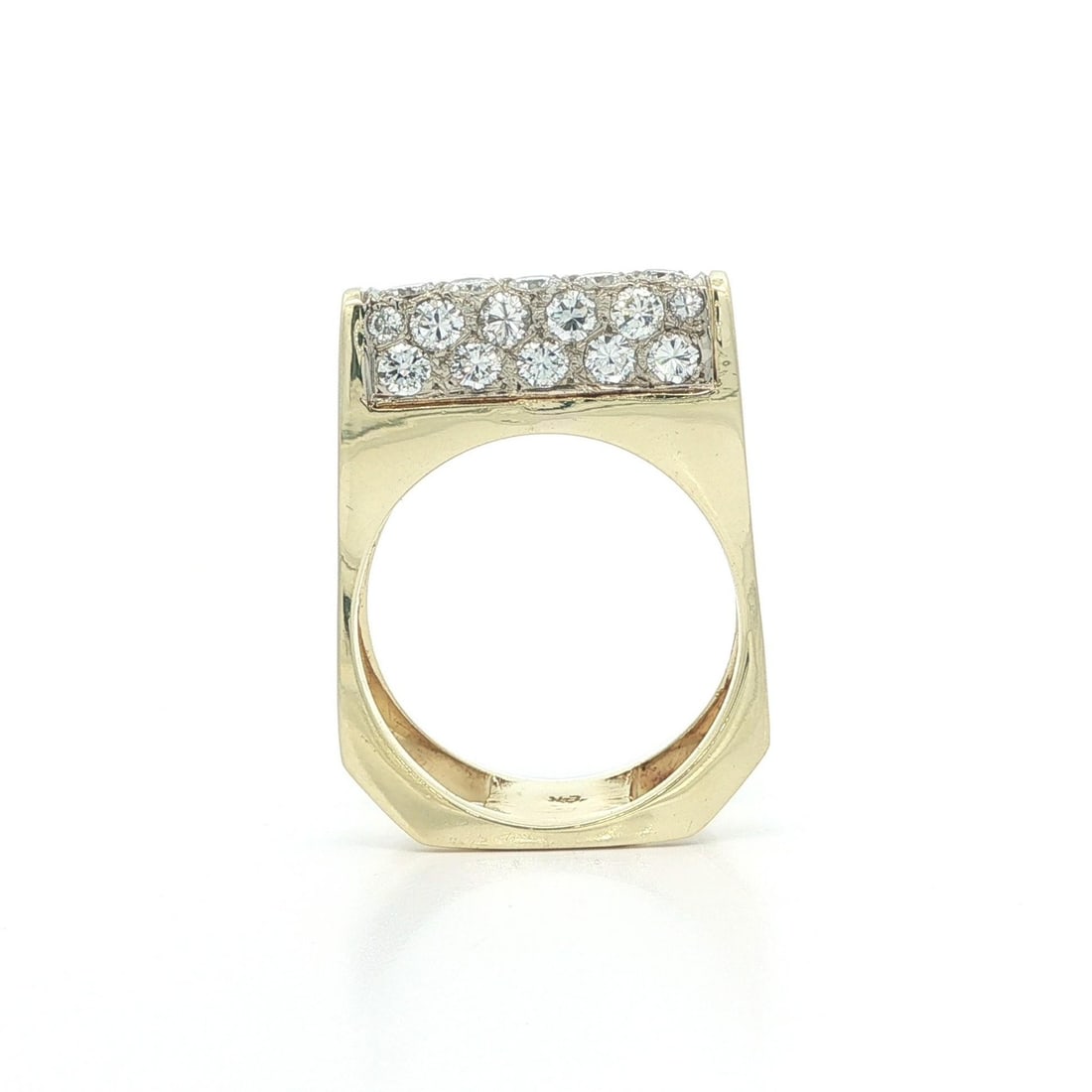 1ctw Pave Diamond Saddle Band Ring in Solid 13-14k Yellow and White Gold: 1ctw Pave Diamond Saddle Band Ring in Solid 13-14k Yellow and White Gold This vintage high-domed saddle band ring features 27 natural round brilliant cut diamonds, pave set for a total carat weight of