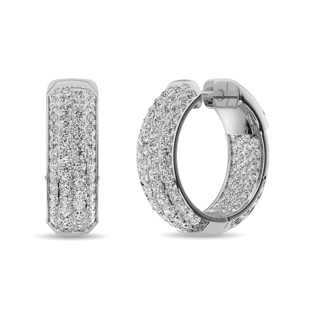 Diamond 2 1/8 Ct.tw Hoop Earrings in 14K White Gold: Diamond 2 1/8 Ct.tw Hoop Earrings in 14K White Gold Diamond 2 1/8 Ct.Tw. Hoop Earrings in 14K White Gold 14k White Gold Stone Color: G-h Stone Clarity: I1 This item may take 2-5 weeks for shipping. PL