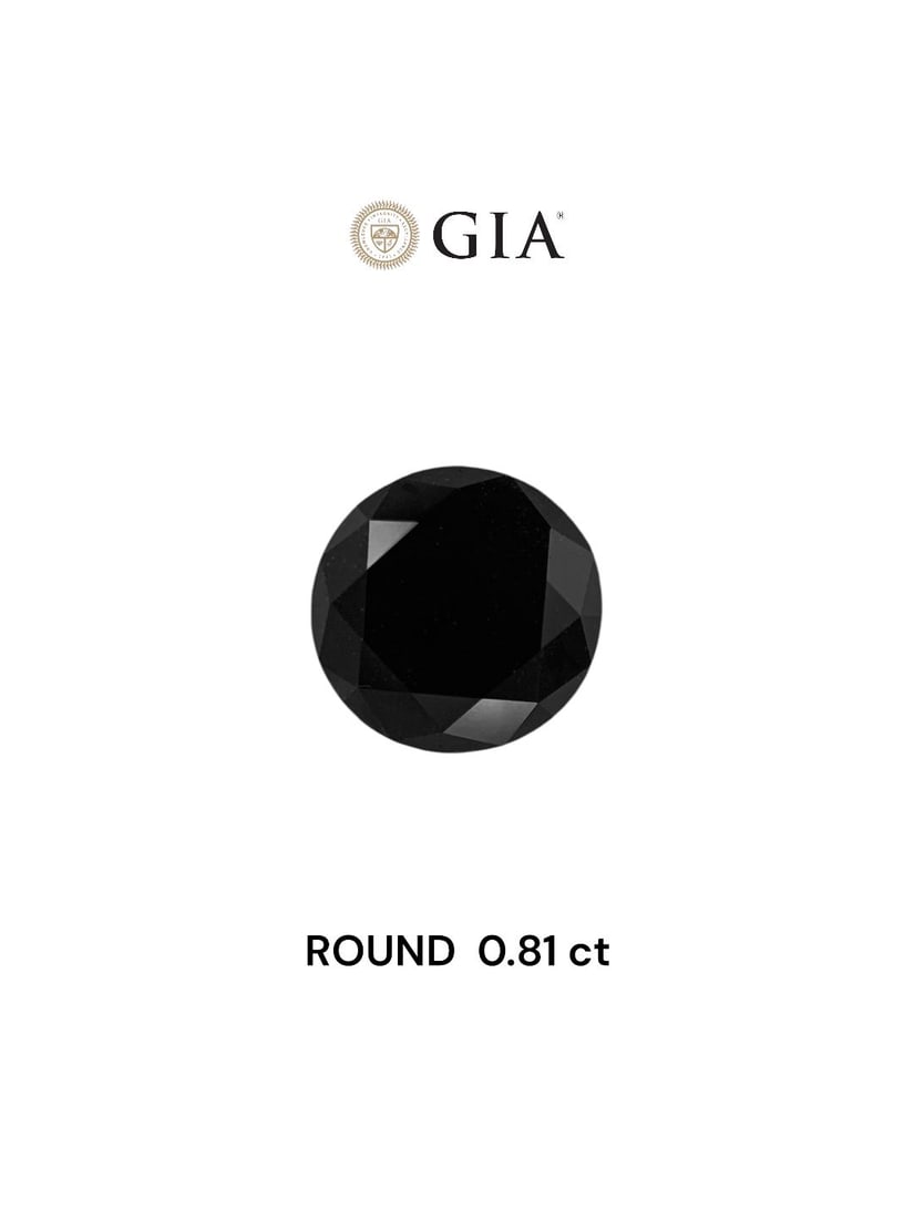 Loose Diamond - ROUND 0.81ct Fancy Black VVS2: Loose Diamond - ROUND 0.81ct Fancy Black VVS2 Source: Natural Shape: ROUND Carats: 0.81 Color: Fancy Black Certification: GIA Video: