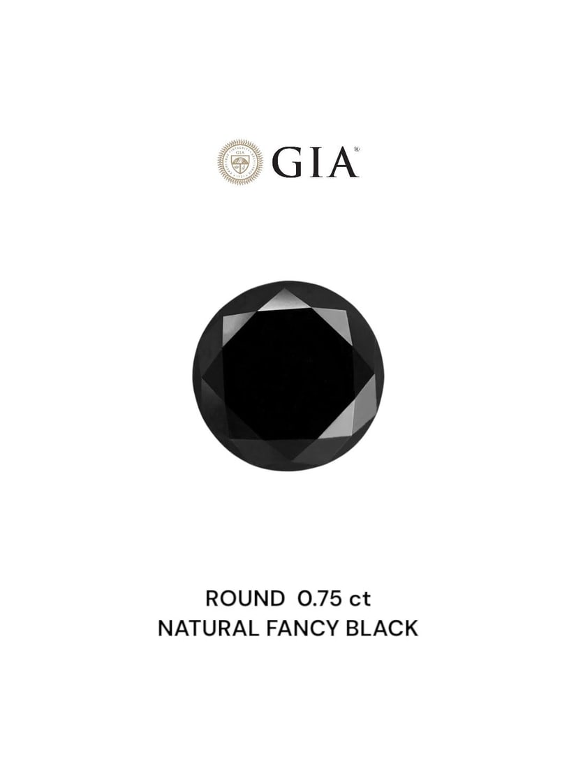 Loose Diamond - ROUND 0.75ct Fancy Black VVS2: Loose Diamond - ROUND 0.75ct Fancy Black VVS2 Source: Natural Shape: ROUND Carats: 0.75 Color: Fancy Black Certification: GIA Video: