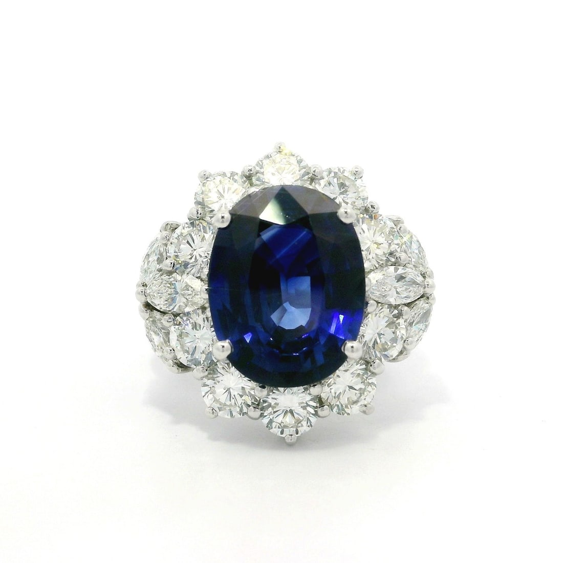 18k White Gold AGL Certified 9.57ct Royal Blue Sapphire Diamond Ring (1 of 14)
