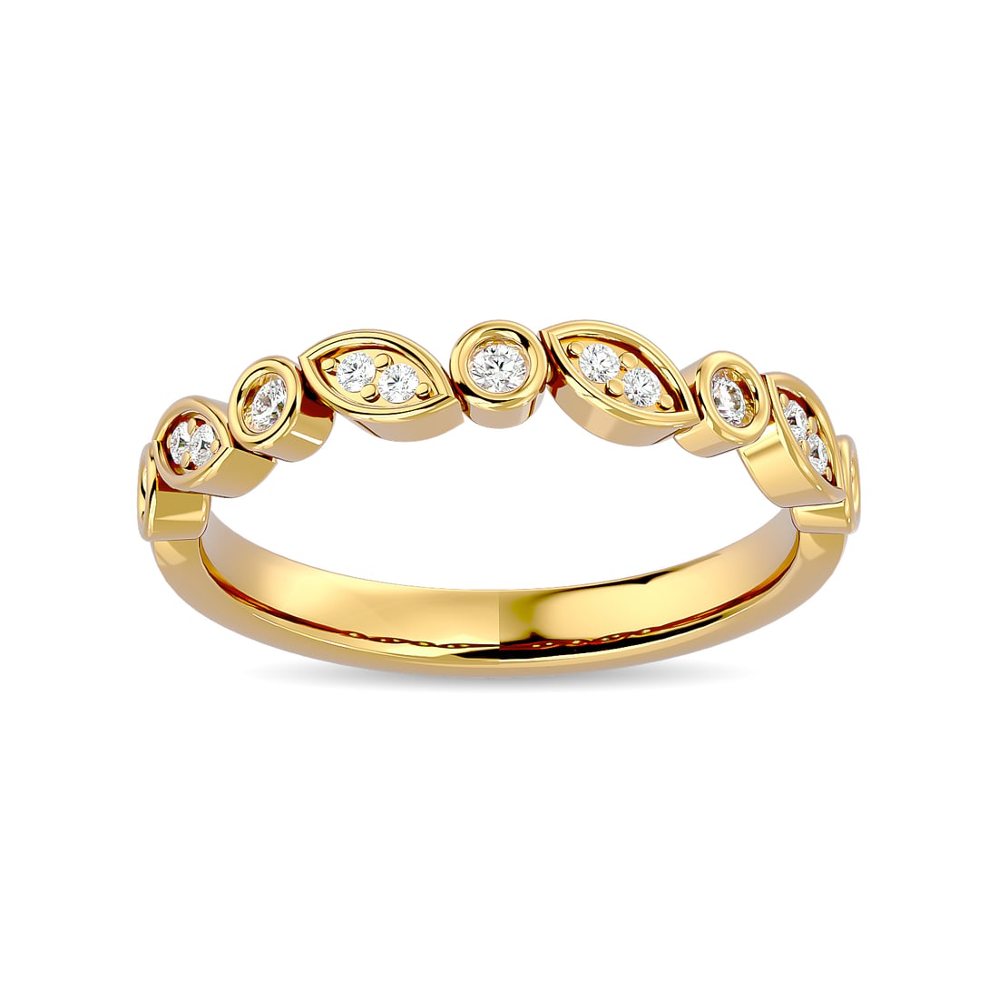 Diamond 1/6 Ct.tw Stack Band in 14K Yellow Gold: Diamond 1/6 Ct.tw Stack Band in 14K Yellow Gold 14k Yellow Gold Stone Color: G-h Stone Clarity: I1 This item may take 2-5 weeks for shipping. PLEASE NOTE: Framed, Large, or heavy items do not have shi