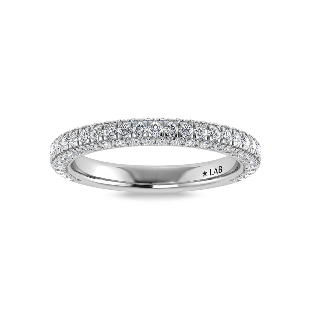 14K White Gold Lab Grown Diamond 7/8 Ct.Tw. Round Shape Wedding Band: 14K White Gold Lab Grown Diamond 7/8 Ct.Tw. Round Shape Wedding Band Experience timeless elegance with this 14K White Gold Wedding Band, featuring 7/8 Ct.Tw. of stunning round lab-grown diamonds. The