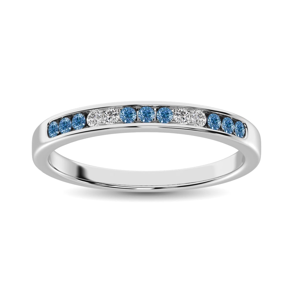 Blue Diamond 1/5 Ct.Tw. Machine Band in 14K White Gold: Blue Diamond 1/5 Ct.Tw. Machine Band in 14K White Gold 14k White Gold Stone Color: G-h Stone Clarity: Si2 This item may take 2-5 weeks for shipping. PLEASE NOTE: Framed, Large, or heavy items do not h