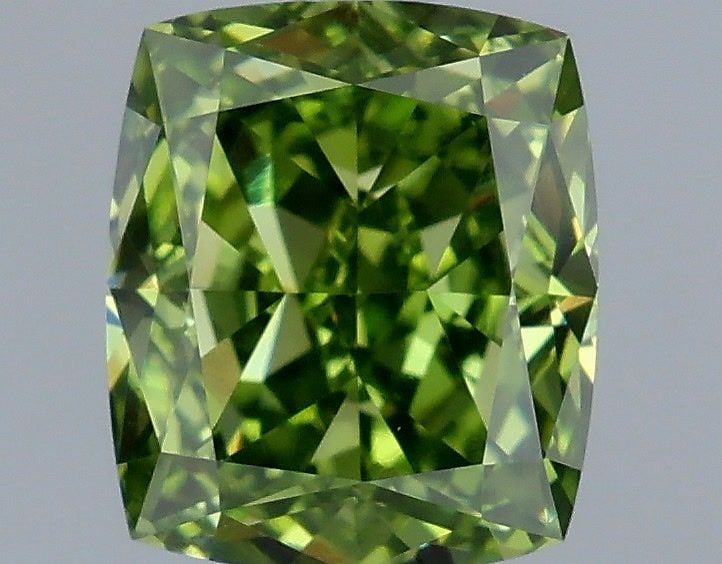 Loose Diamond - CUSHION MODIFIED 1.08ct Fancy Vivid Green VS1: Loose Diamond - CUSHION MODIFIED 1.08ct Fancy Vivid Green VS1 Source: This is a real non-mined Diamond that has been grown in a lab Shape: CUSHION MODIFIED Carats: 1.08 Color: Fancy Vivid Green Certif