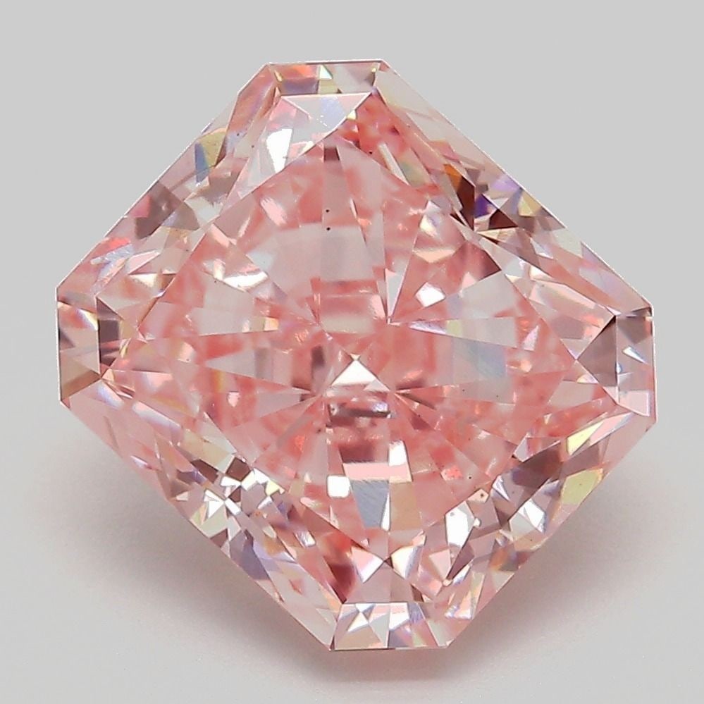 Loose Diamond - RADIANT 5.67ct Fancy Vivid Pink VS2: Loose Diamond - RADIANT 5.67ct Fancy Vivid Pink VS2 Source: This is a real non-mined Diamond that has been grown in a lab Shape: RADIANT Carats: 5.67 Color: Fancy Vivid Pink Certification: IGI Video: