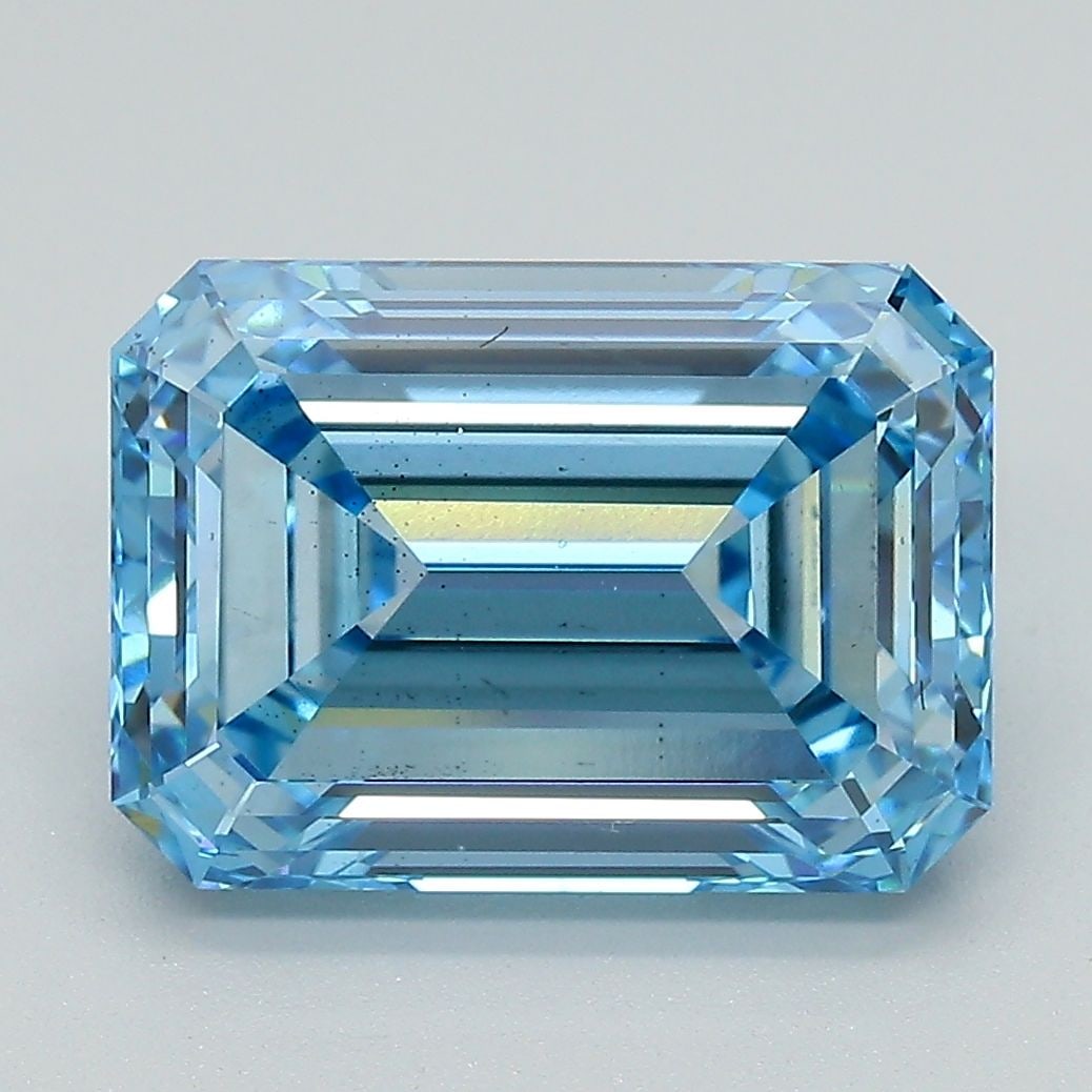 Loose Diamond - EMERALD 5.34ct Fancy Intense Blue VS2: Loose Diamond - EMERALD 5.34ct Fancy Intense Blue VS2 Source: This is a real non-mined Diamond that has been grown in a lab Shape: EMERALD Carats: 5.34 Color: Fancy Intense Blue Certification: IGI Vid