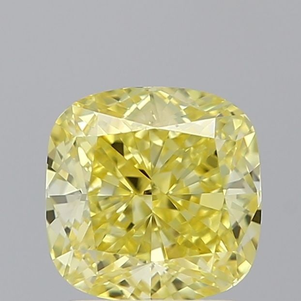 Loose Diamond - CUSHION BRILLIANT 1.5ct Fancy Vivid Yellow VS1: Loose Diamond - CUSHION BRILLIANT 1.5ct Fancy Vivid Yellow VS1 Source: This is a real non-mined Diamond that has been grown in a lab Shape: CUSHION BRILLIANT Carats: 1.5 Color: Fancy Vivid Yellow Cert